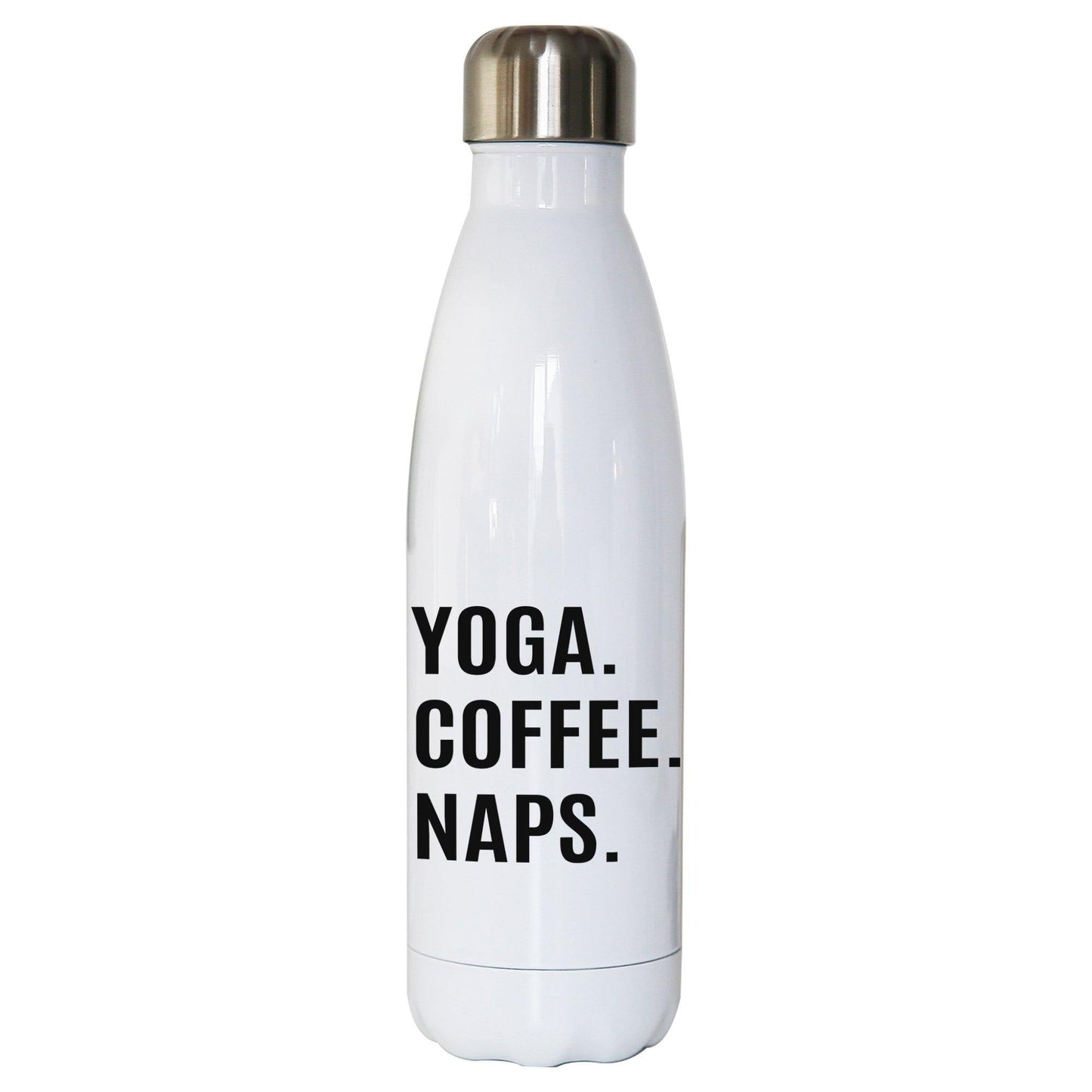 Yoga coffee naps funny slogan water bottle stainless steel reusable