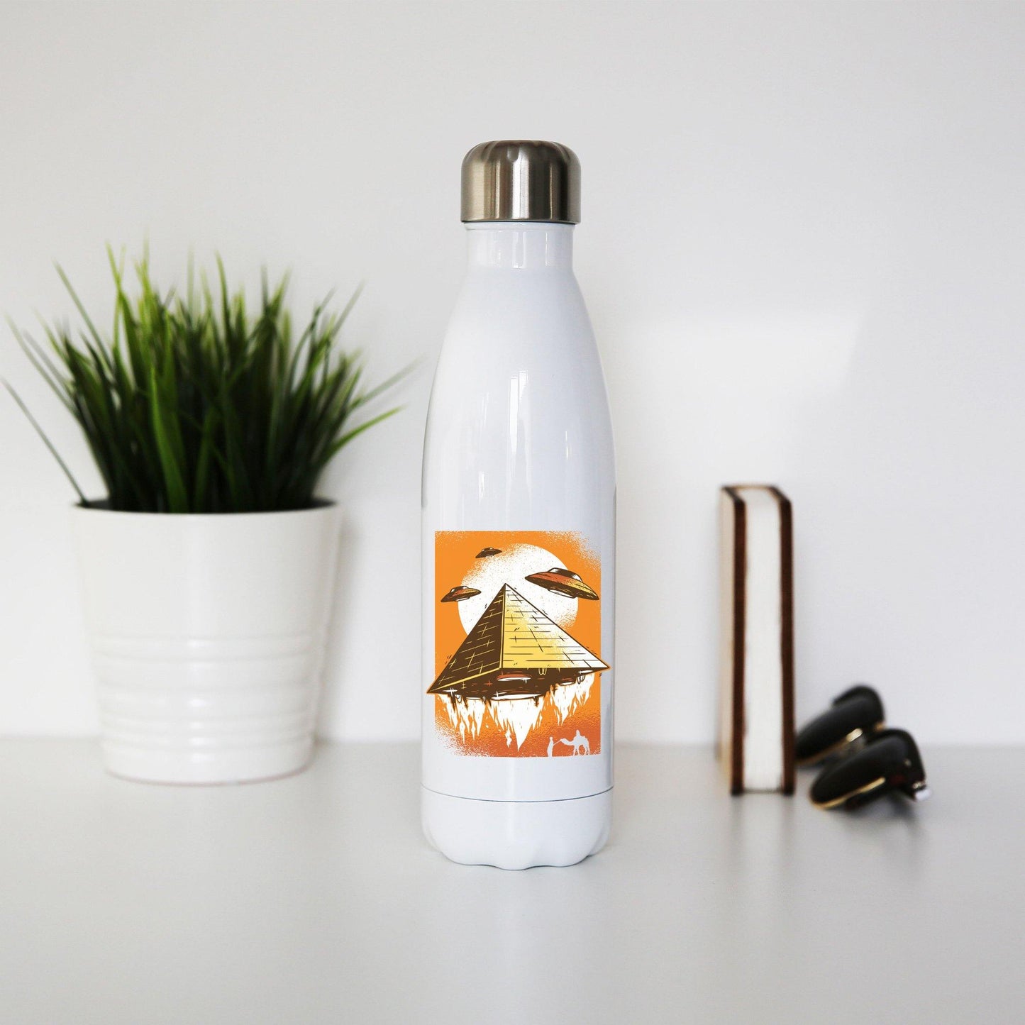 Pyramid ufo funny water bottle stainless steel reusable