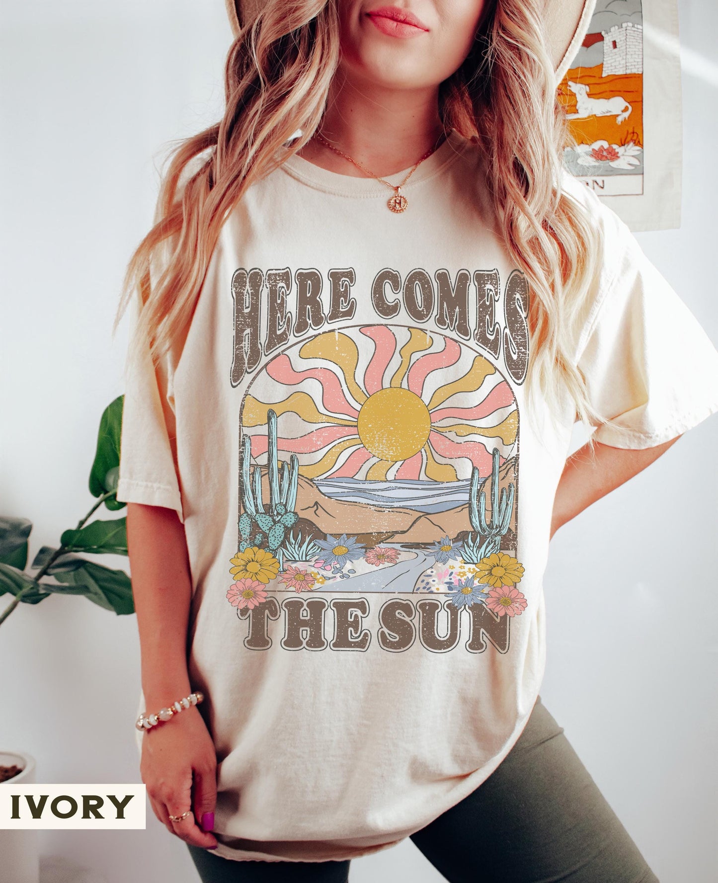 Here Comes Sun Comfort Colors Retro Desert Sunset Boho Western (2)