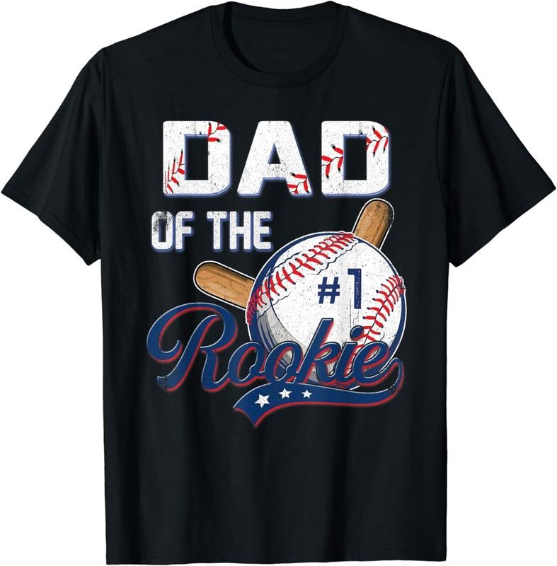 [100% Cotton] Dad of The Rookie 1 Years old Team 1st Birthday Baseball T-Shirt