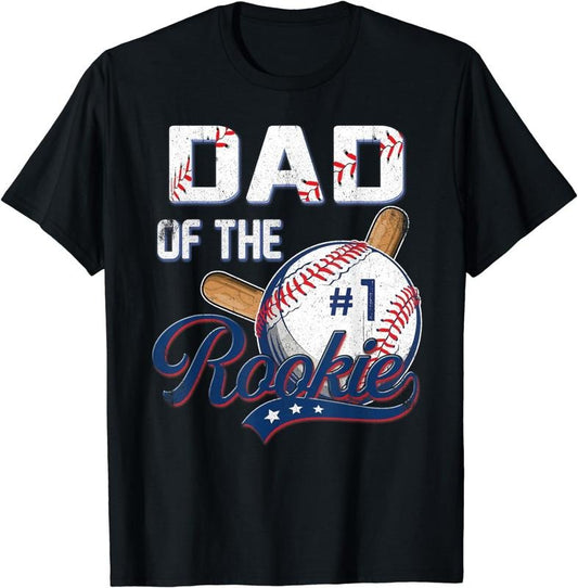 [100% Cotton] Dad of The Rookie 1 Years old Team 1st Birthday Baseball T-Shirt