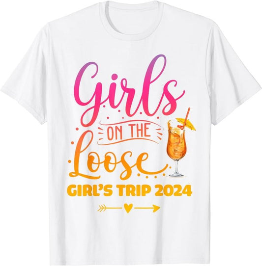[100% Cotton] Girls On The Loose, Tie Dye Girls Weekend Trip 2024 T-Shirt