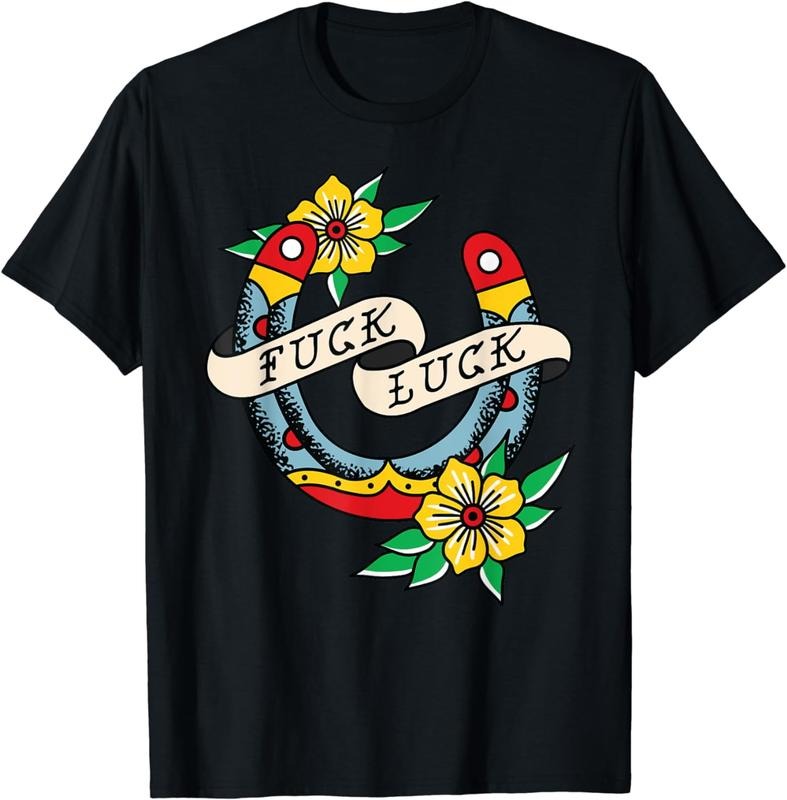 [100% Cotton] Luck Horseshoe American Traditional Tattoo Flash Alt T-Shirt