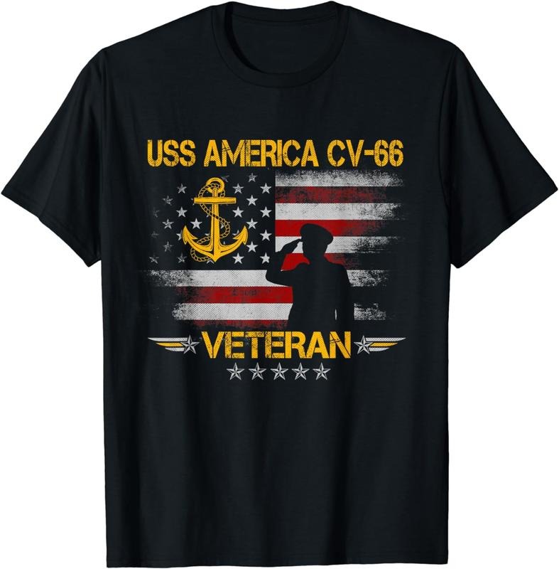[100% Cotton] USS America CV-66 Aircraft Carrier Veteran Flag Veterans Day T-Shirt - clothing by TeeHivey.com