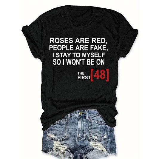 [100% Cotton]Black Polyester Short Sleeve Summer Top - Casual Crew Neck T-Shirt with Letter Print, Regular Length