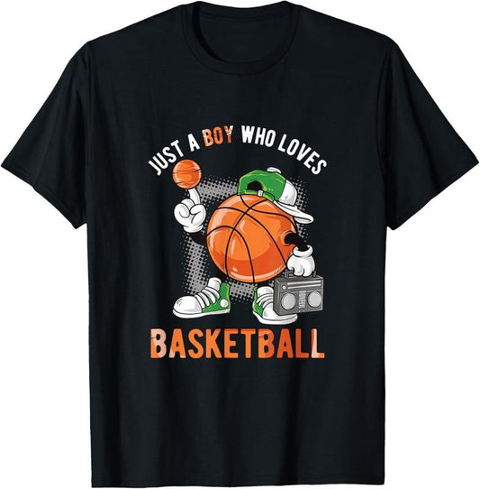 100% Cotton Just A Boy Who Loves Basketball T-Shirt