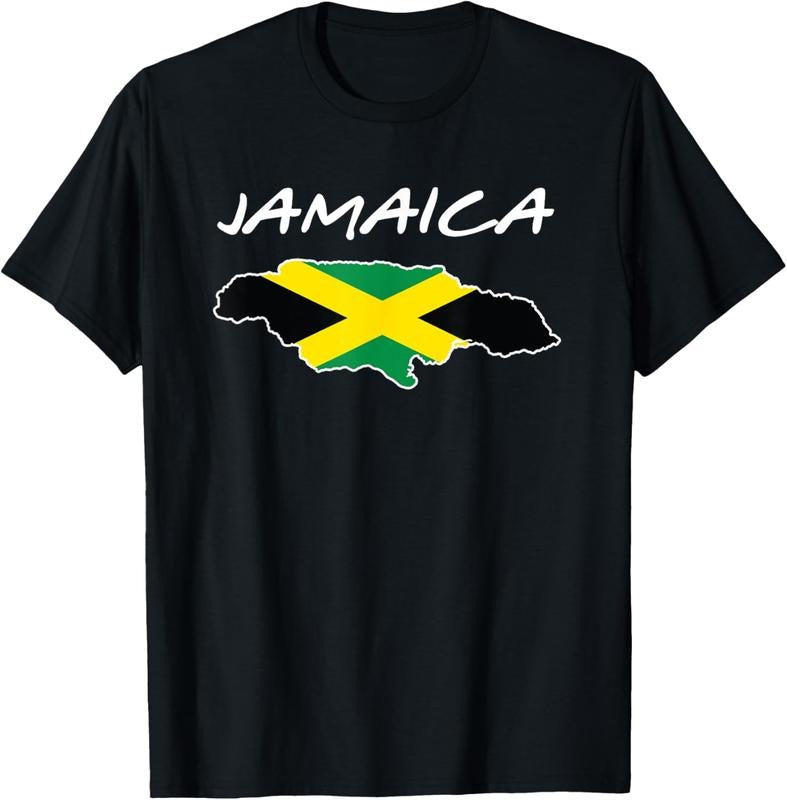 100% Cotton Retro Jamaica Flag Jamaican Island Travel Vacation Souvenir T-Shirt
