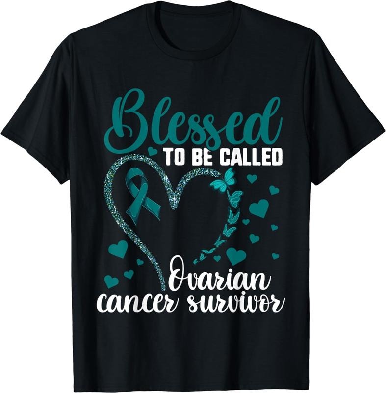 [100% Cotton]Teal Ribbon Shirt, Blessed To Be Ovarian Cancer Survivor T-Shirt