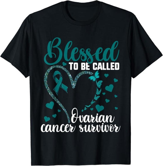 [100% Cotton]Teal Ribbon Shirt, Blessed To Be Ovarian Cancer Survivor T-Shirt