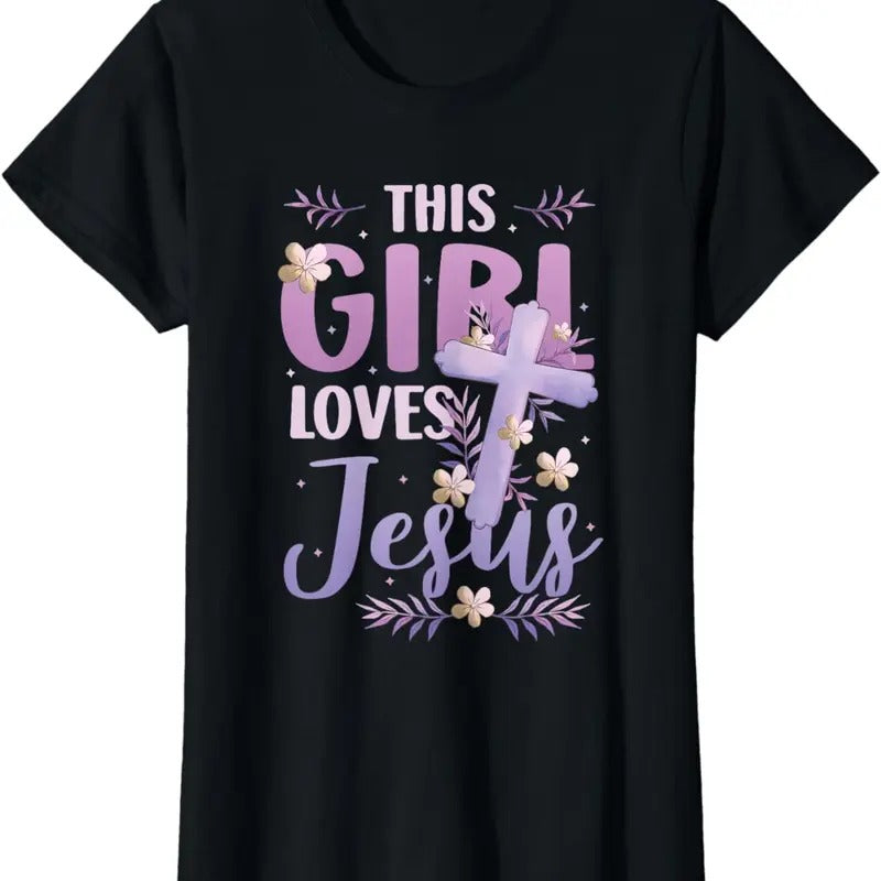 [100% Cotton]This Girl Loves Jesus Cute Christian Girl Jesus T-Shirt - clothing by TeeHivey.com