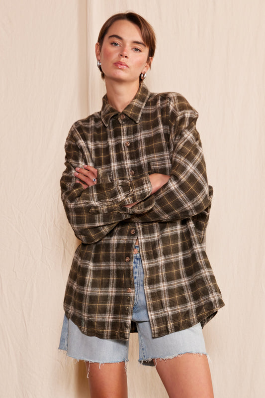 Artisan Hand-Painted Abstract Harmony Plaid Shirt - clothing by TeeHivey.com (Image 1)
