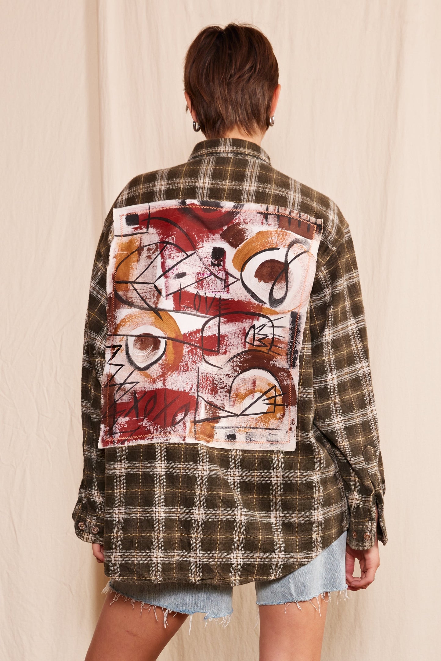 Artisan Hand-Painted Abstract Harmony Plaid Shirt - clothing by TeeHivey.com (Image 2)