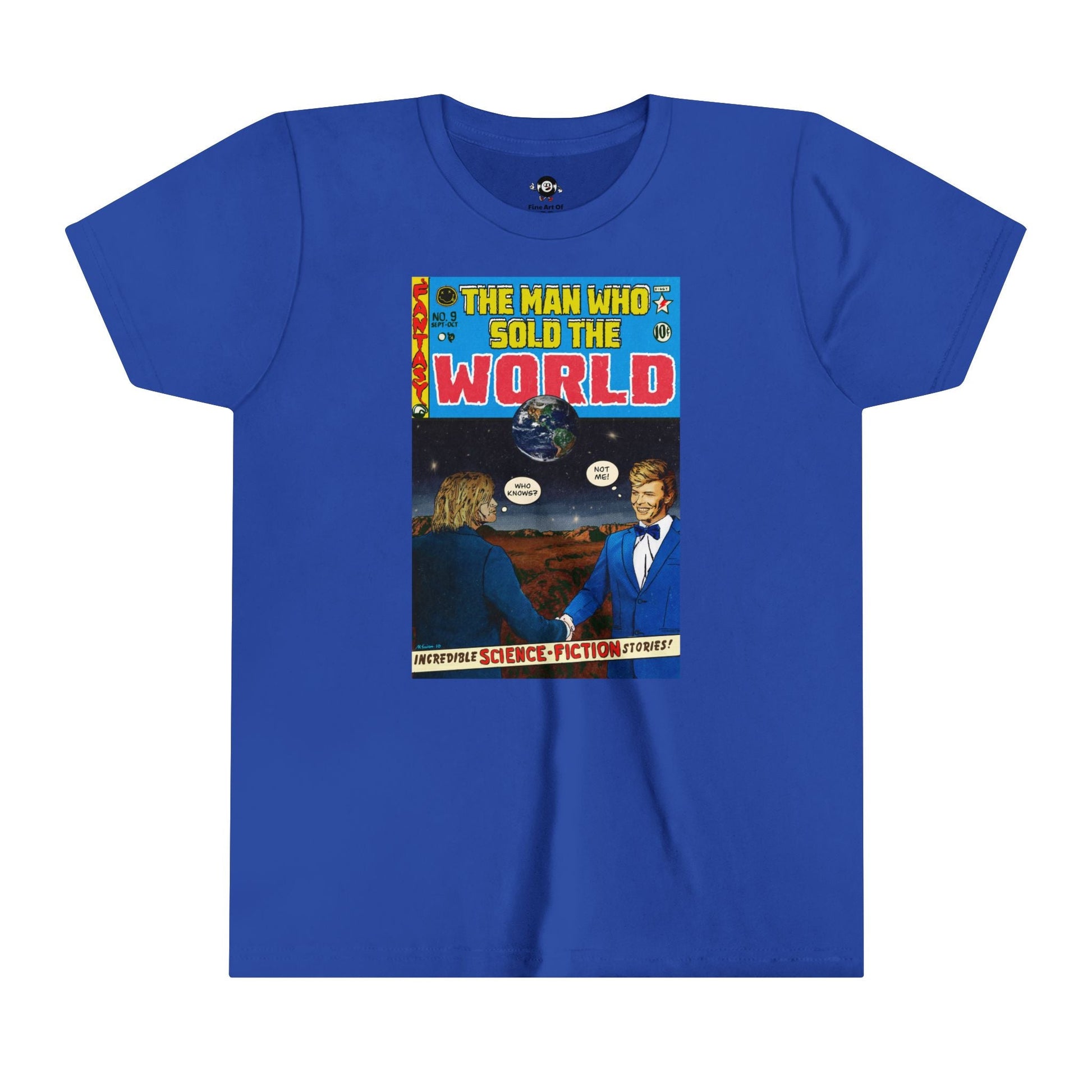 KIDS - Cobain & Bowie - The Man Who Wold The World - Youth Short Sleeve Tee - clothing by TeeHivey.com (Image 1)