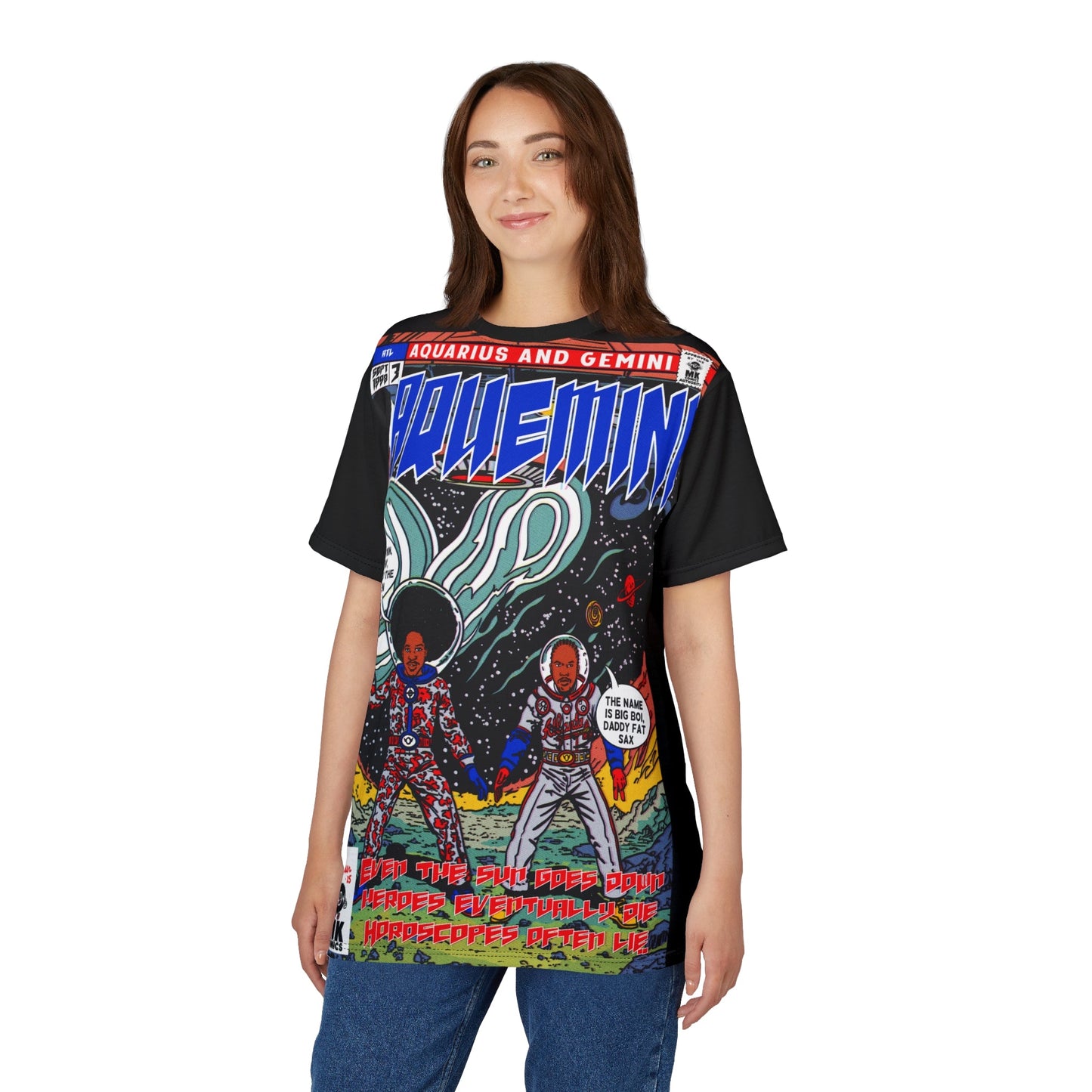 Aquemini - Comic Book Art - Unisex Cut & Sew Tee (AOP)
