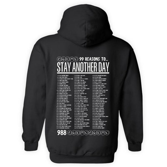 99 Reasons To Stay Another Day Printed Unisex Mental Health Awareness Hoodies Crews And Tshirts From Small Thru 5x...