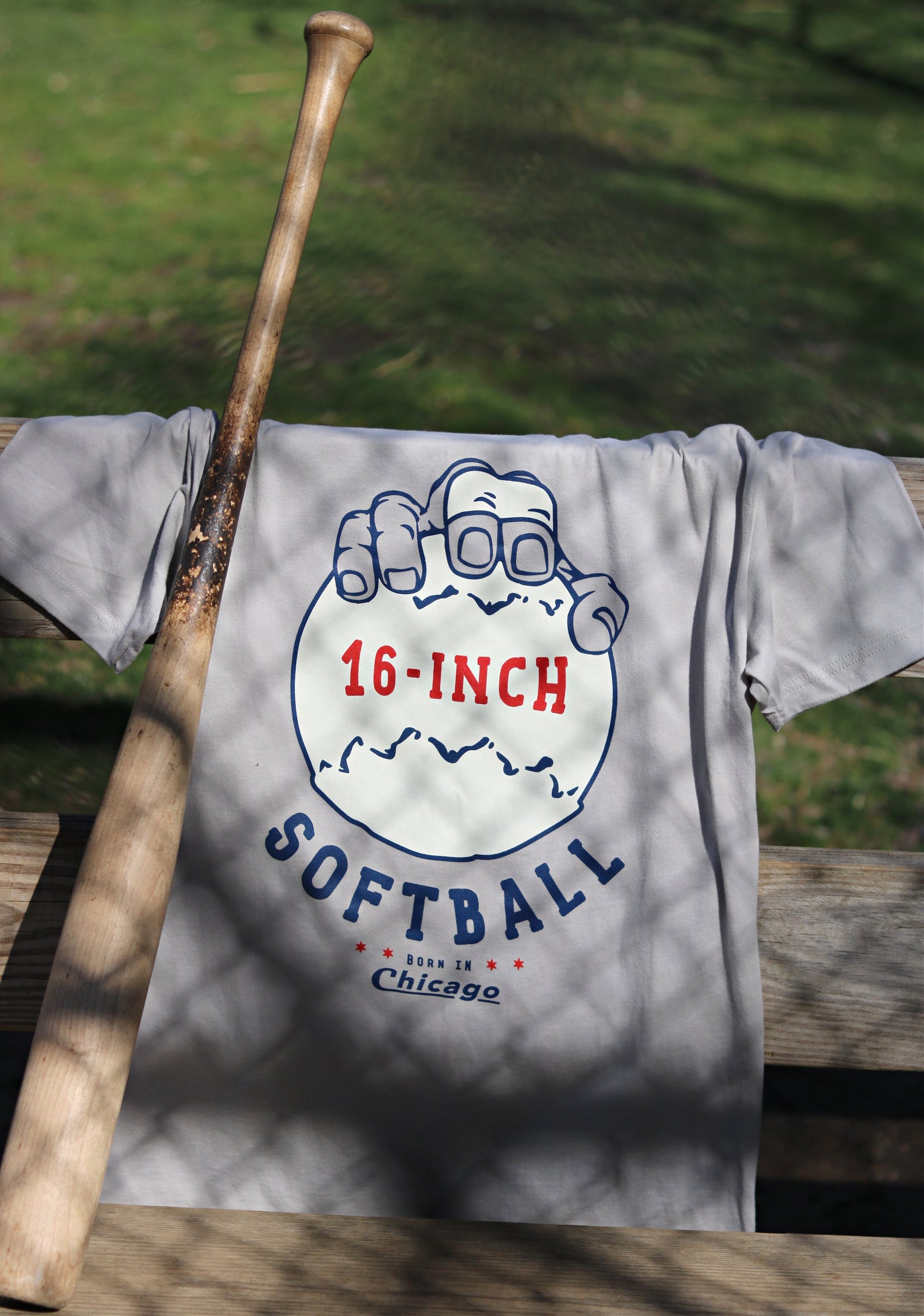16-Inch Softball Chitown Clothing Mens T Shirt Grey