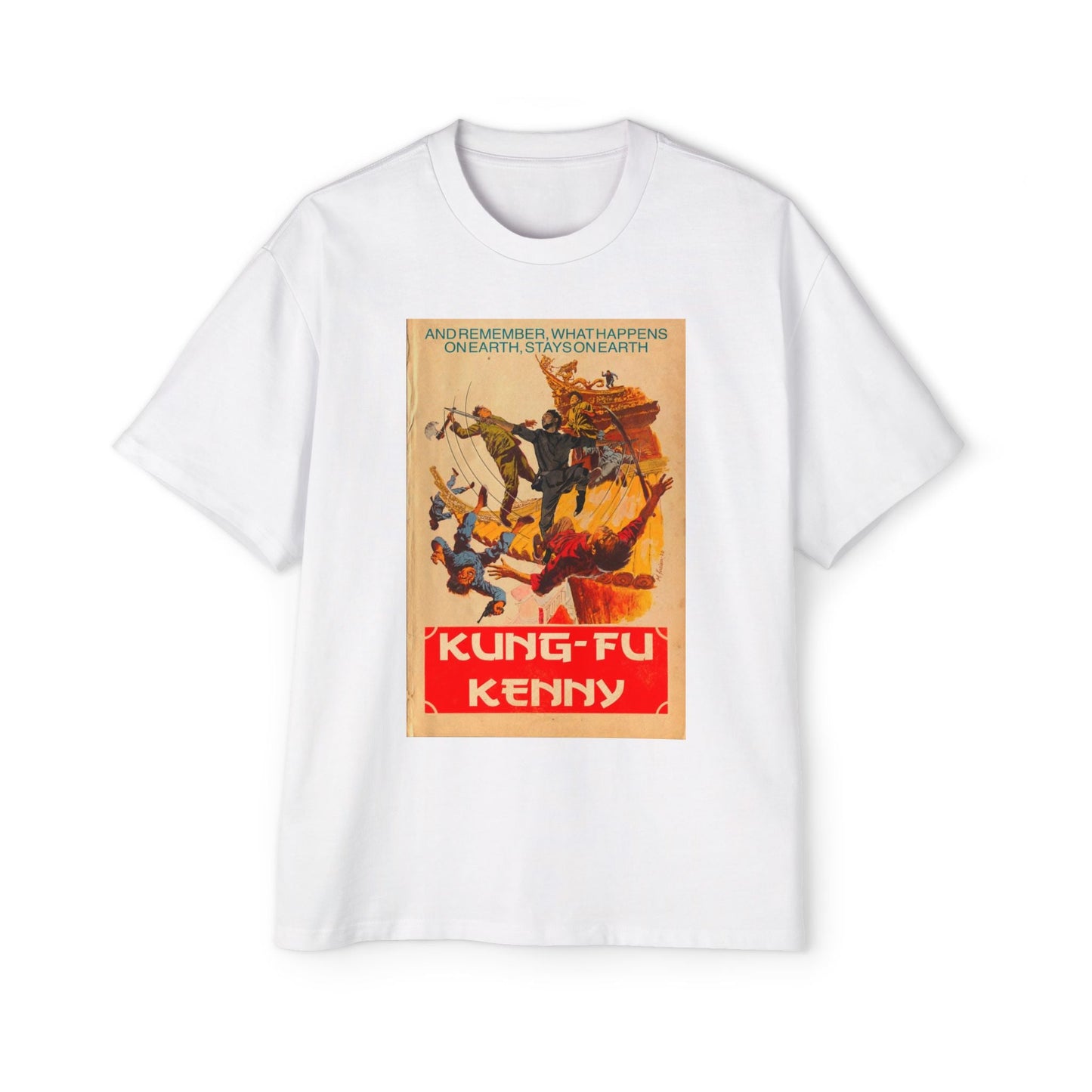 Kung-Fu Kenny - Men's Heavy Oversized Tee - clothing by TeeHivey.com (Image 2)