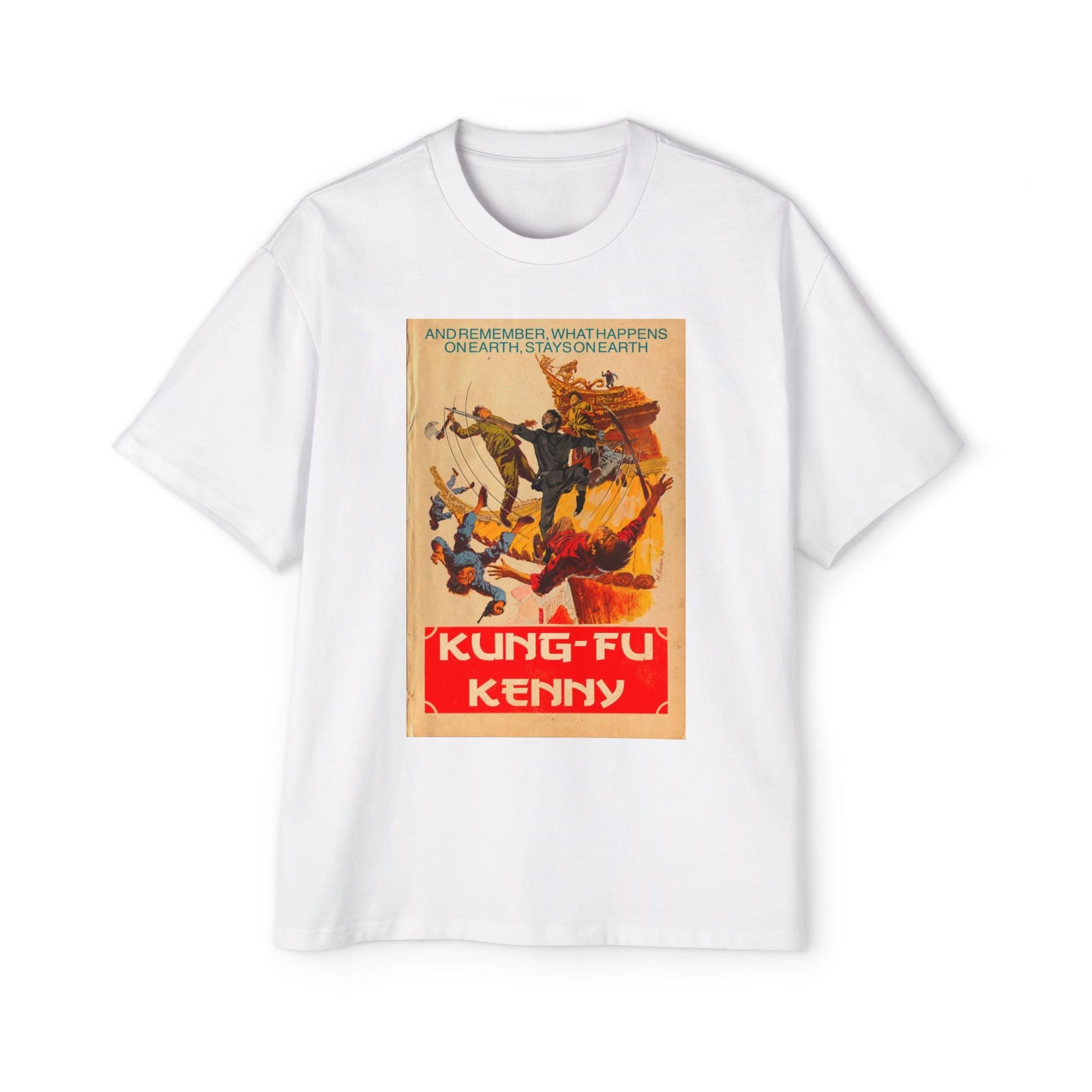 Kung-Fu Kenny - Men's Heavy Oversized Tee - clothing by TeeHivey.com (Image 2)