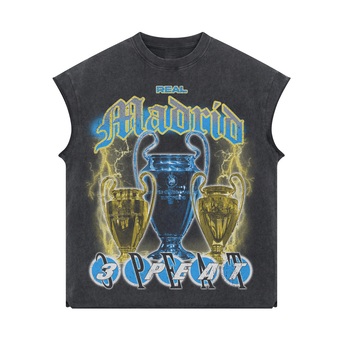 REAL MADRID 3 PEAT MUSCLE TEE - clothing by TeeHivey.com (Image 1)
