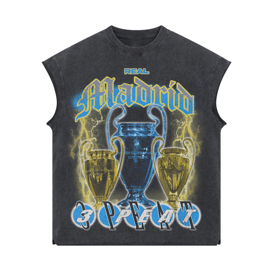 REAL MADRID 3 PEAT MUSCLE TEE - clothing by TeeHivey.com (Image 1)