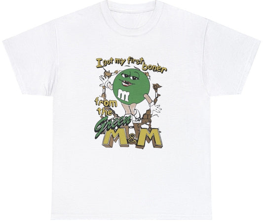 I Got My First Boner From The Green M&M Tee - clothing by TeeHivey.com (Image 1)