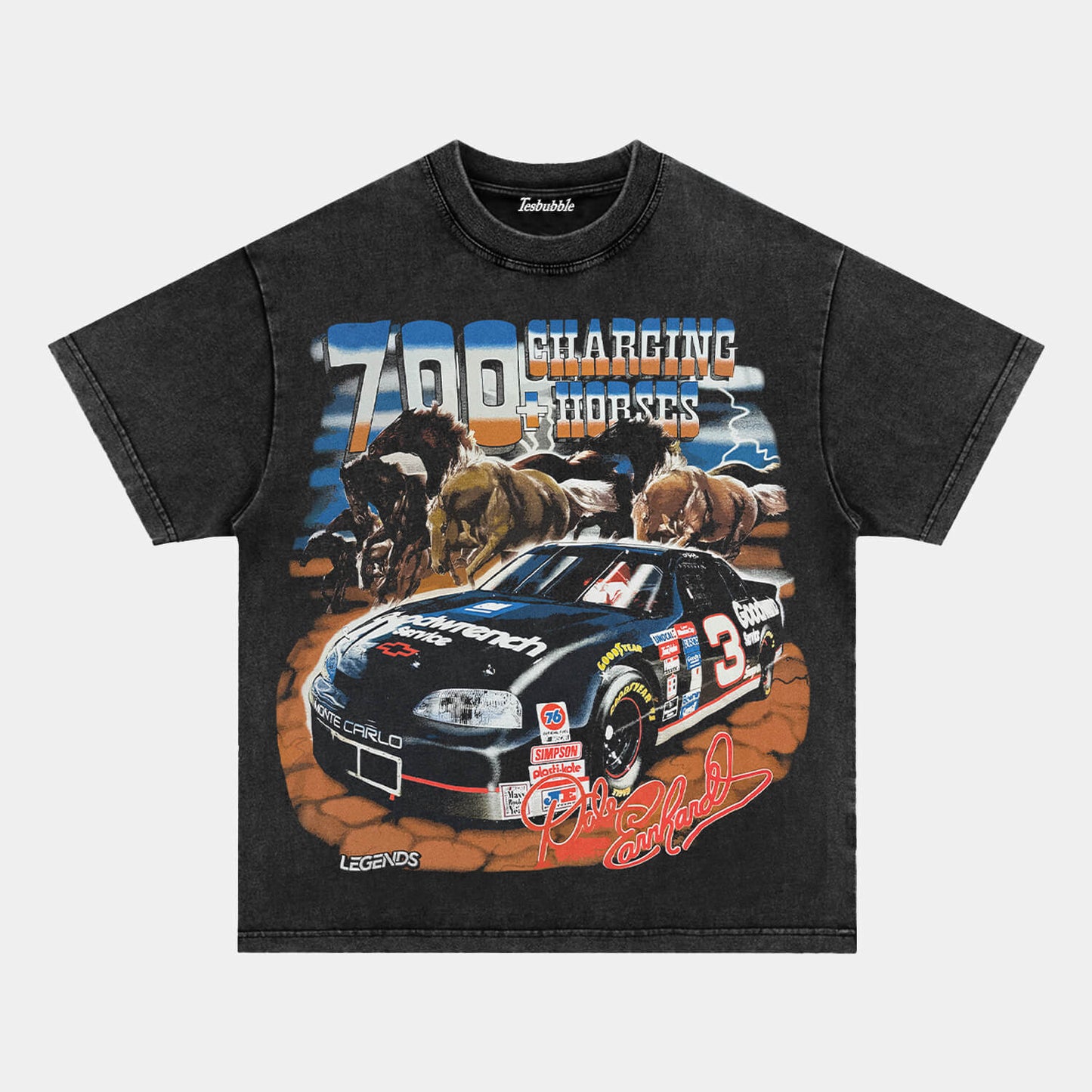 DALE EARNHARDT 700+ CHARGING HORSES TEE - clothing by TeeHivey.com (Image 2)