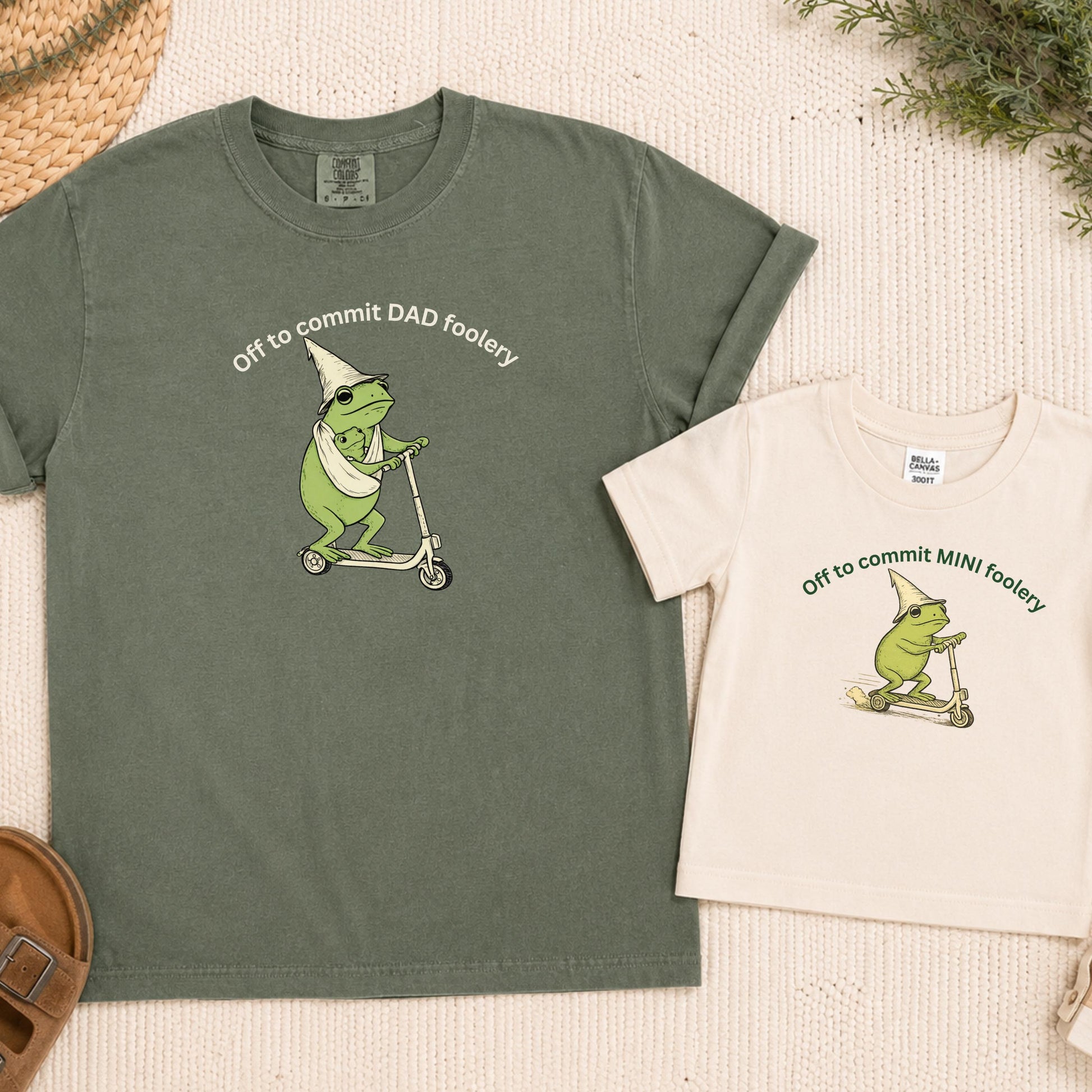Dad Frog Comfort Colors Off Commit Dad Foolery Frog Scooter First Time Dad Dada Pregnancy Reveal Tee (3)