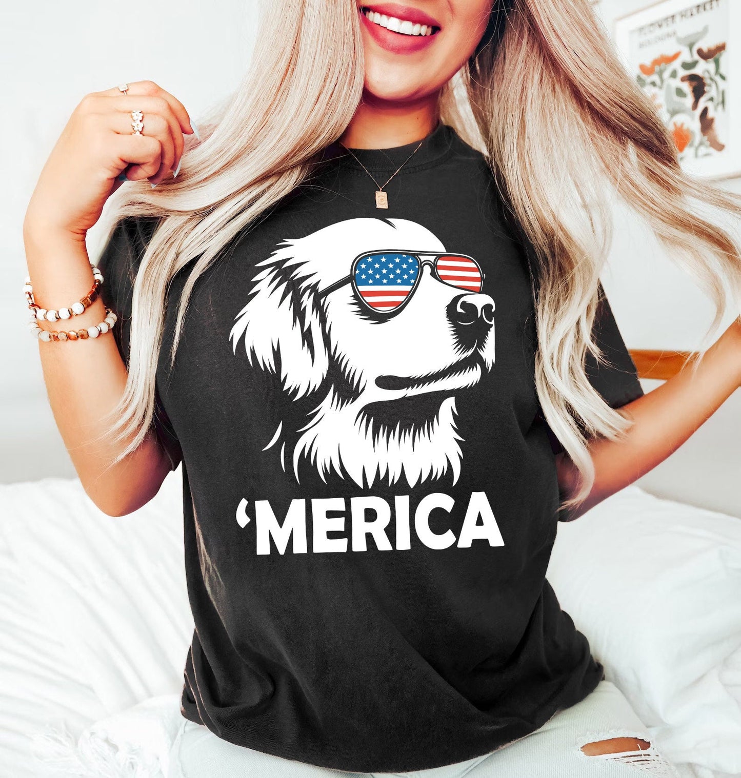 Merica Golden Retriever 4th July Dog Golden Retriever Mom Patriotic Dog Tee Golden Retriever Lover (3)