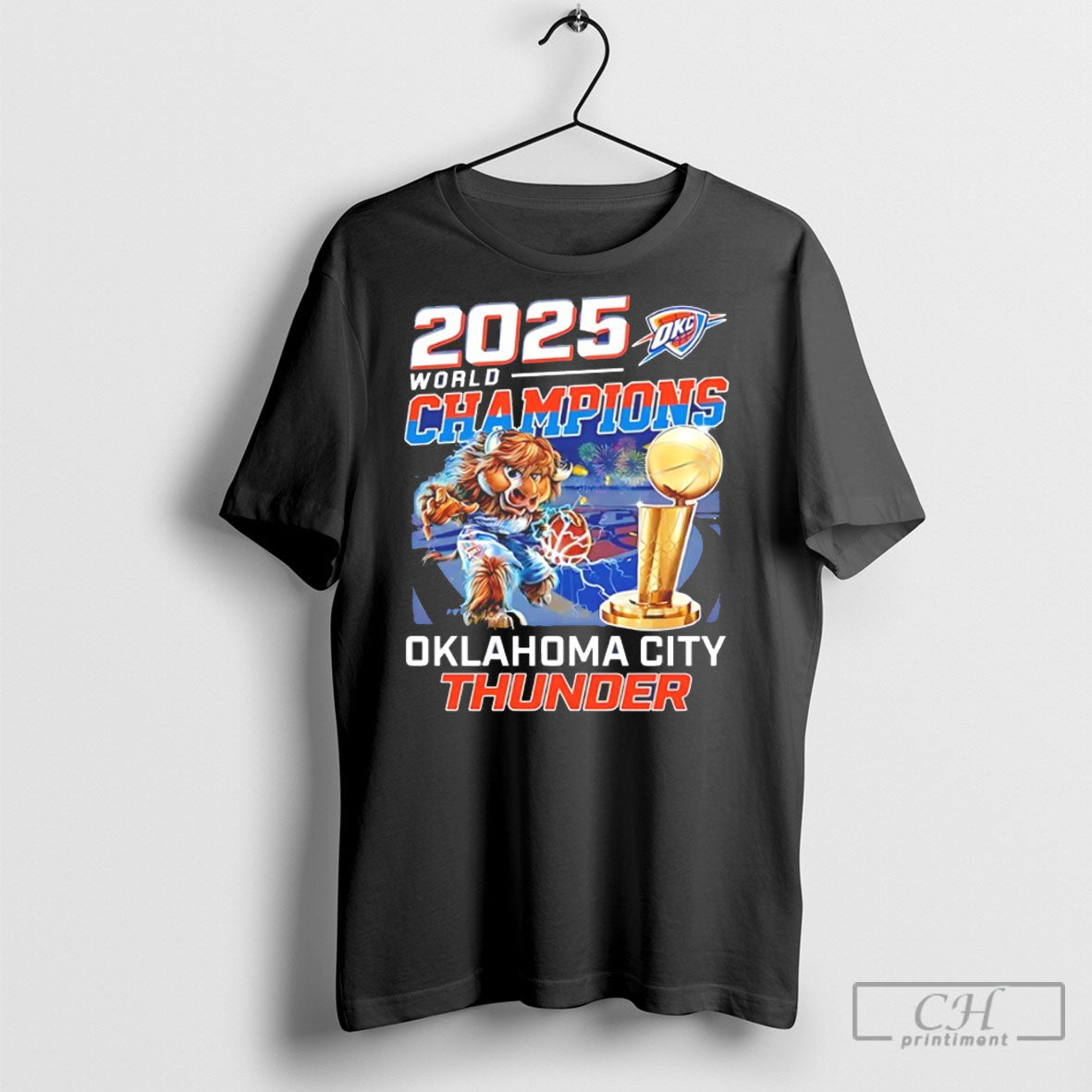 2025 Wolrd Champions Oklahoma City Thunder Mascot T Shirts