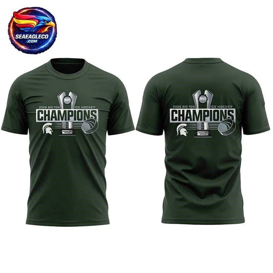 2026 Big Ten Ice Hockey Champions Michigan State Spartans Two Sided Shirt