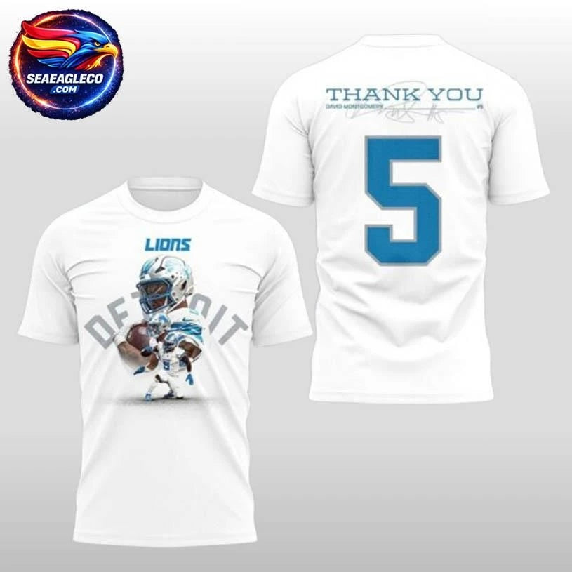 2026 Detroit Lions Thank You David Montgomery Two Sided Shirt