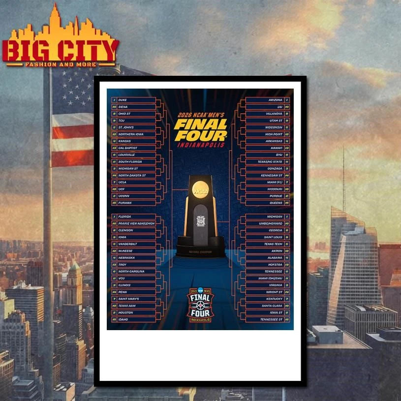 2026 NCAA Men’s Final Four Indianapolis March Madness Bracket Poster Shirt