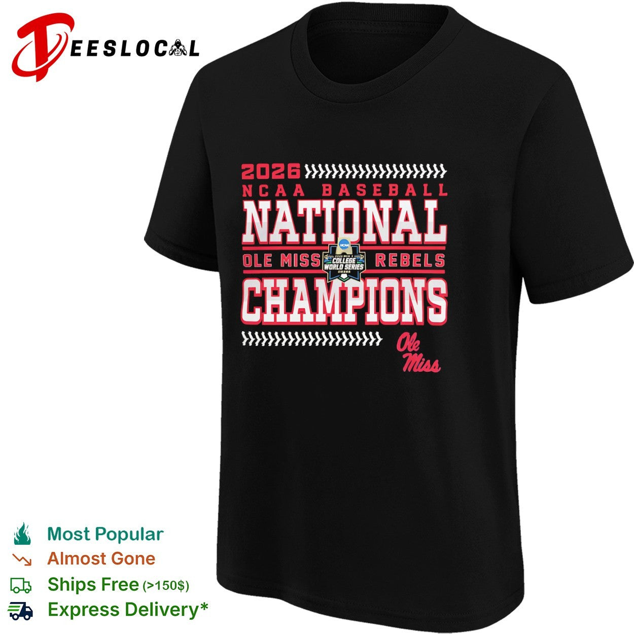 2026 Ole Miss Rebels NCAA Baseball National Champions College World Series shirt