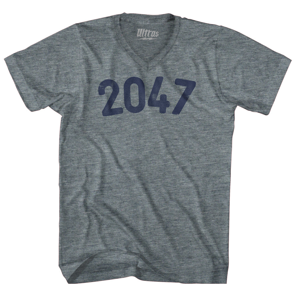 2047 Year Celebration Tri-Blend V-neck Womens Junior Cut T-shirt