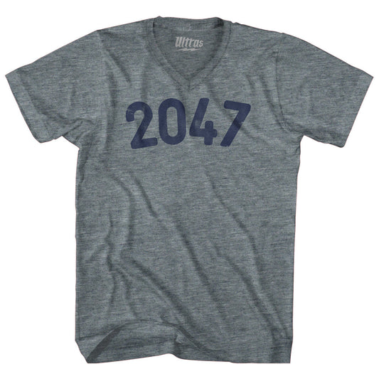 2047 Year Celebration Tri-Blend V-neck Womens Junior Cut T-shirt