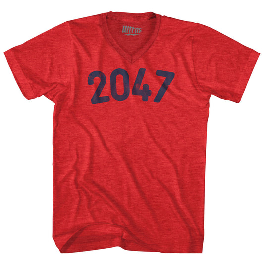 2047 Year Celebration Adult Tri-Blend V-neck T-shirt Style003
