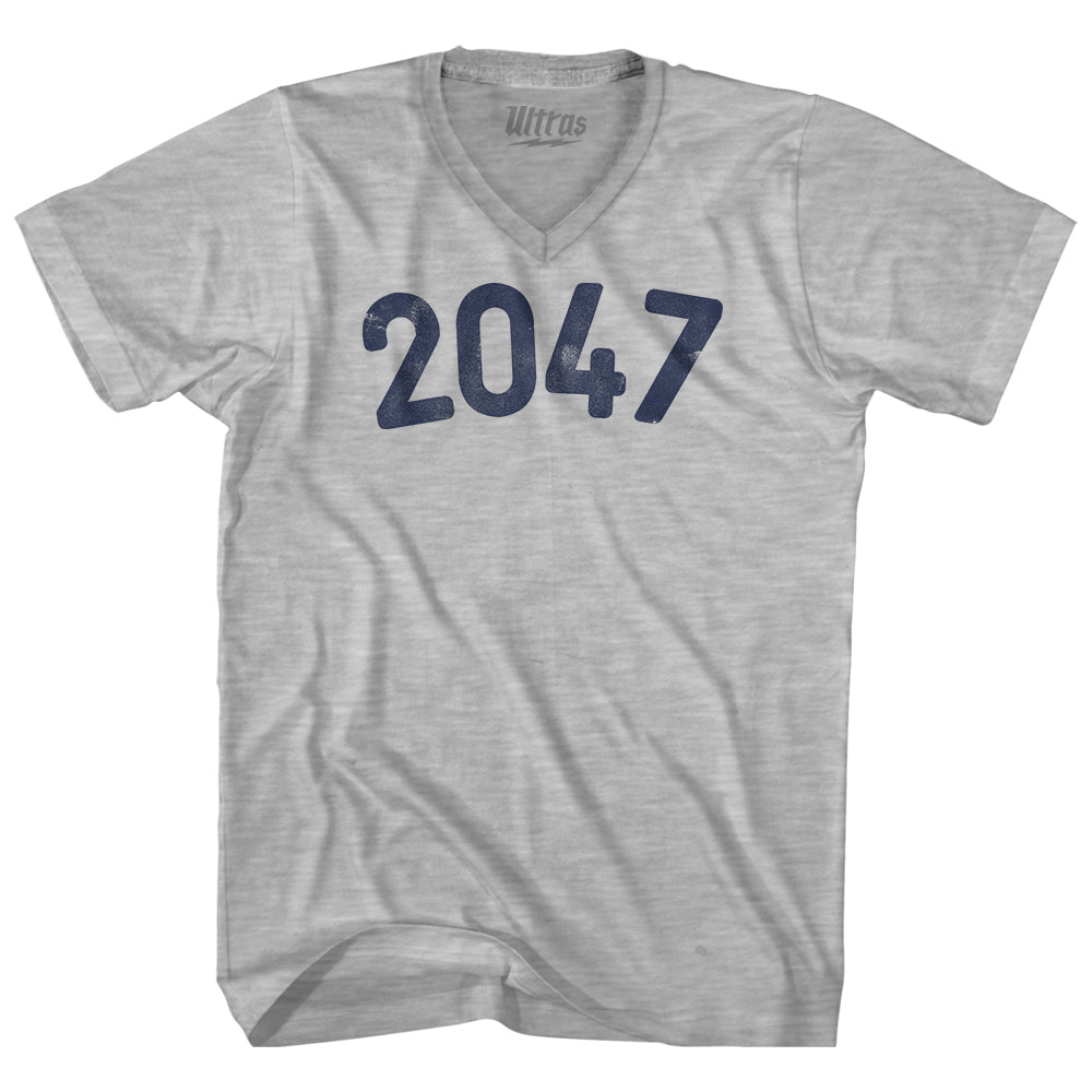 2047 Year Celebration Adult Cotton V-neck T-shirt