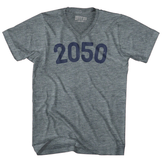 2050 Year Celebration Adult Tri-Blend V-neck T-shirt