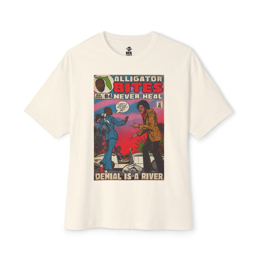 Denial is a River - Alligator Bites - Unisex Oversized Boxy Tee