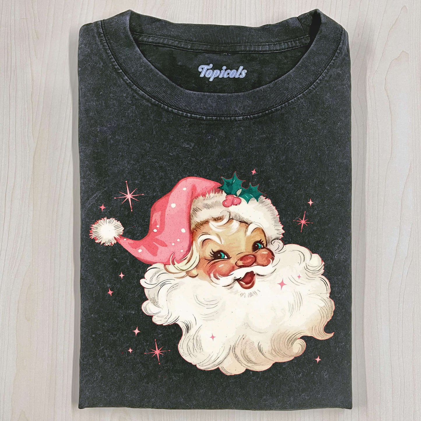 PINK SANTA RETRO CHRISTMAS T-SHIRTSÂ - clothing by TeeHivey.com (Image 1)