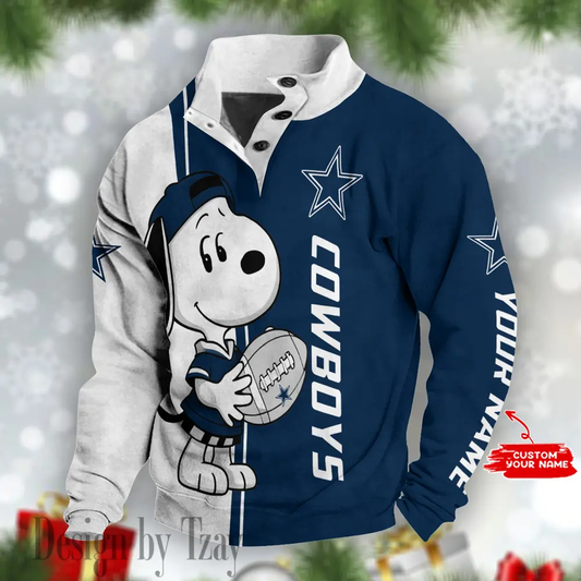 Dallas Cowboys Cute Cartoon Dog Stand Collar Sport Sweatshirt