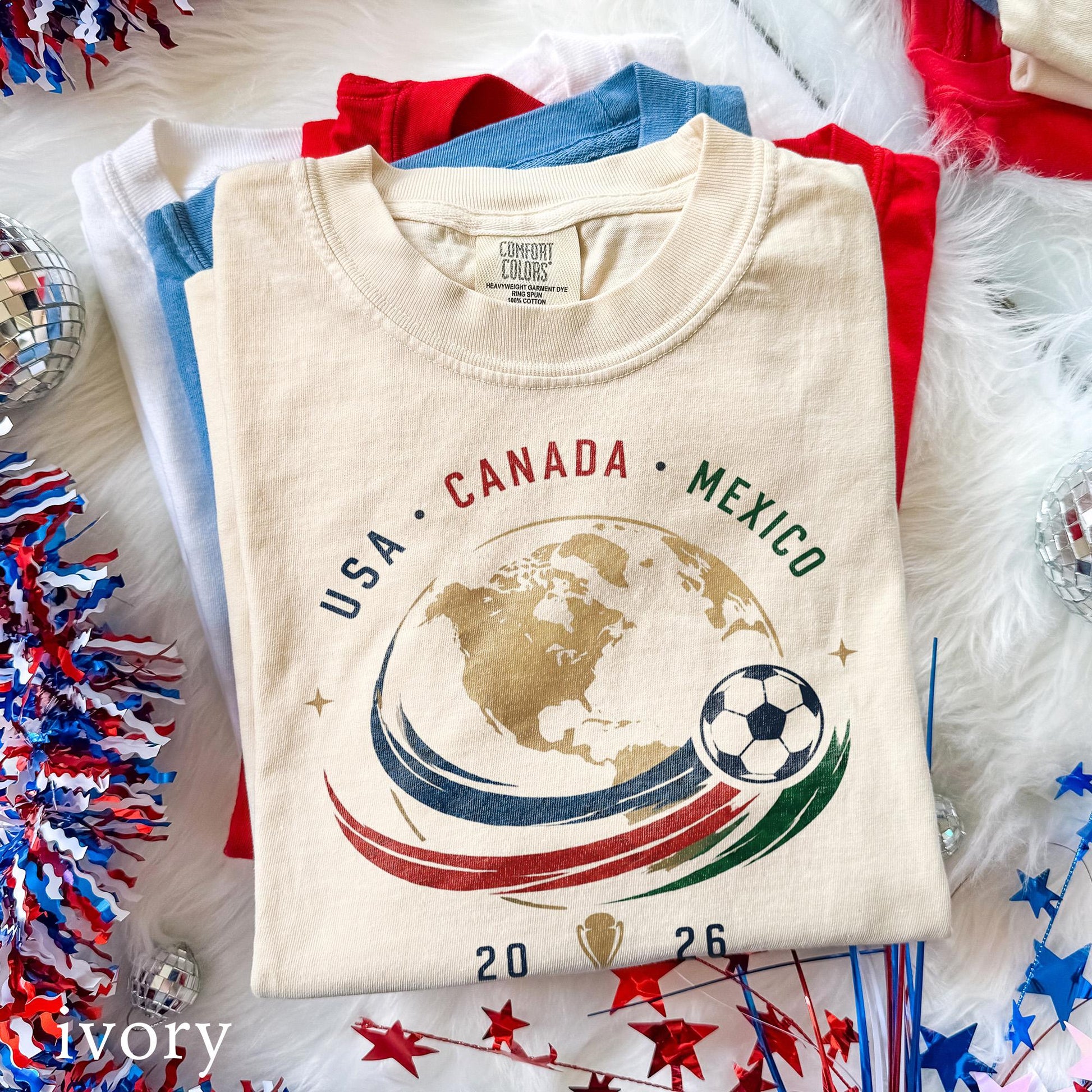 Usa Canada Mexico World Cup 2026 Globe Soccer Tournament International Football Fan Comfort Colors Tee (4)