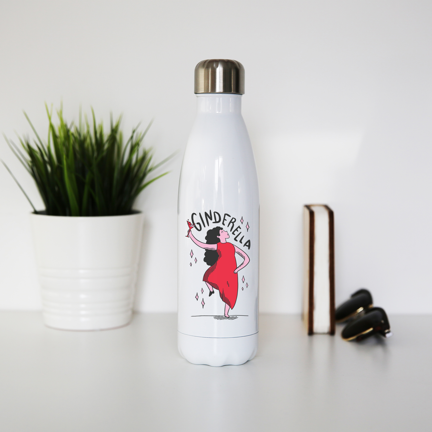 Ginderella funny cartoon water bottle stainless steel reusable