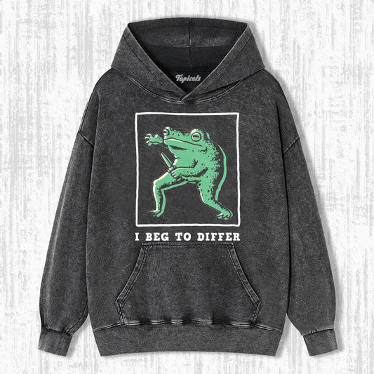 I BEG TO DIFFER FROG FINE HOODIE - clothing by TeeHivey.com