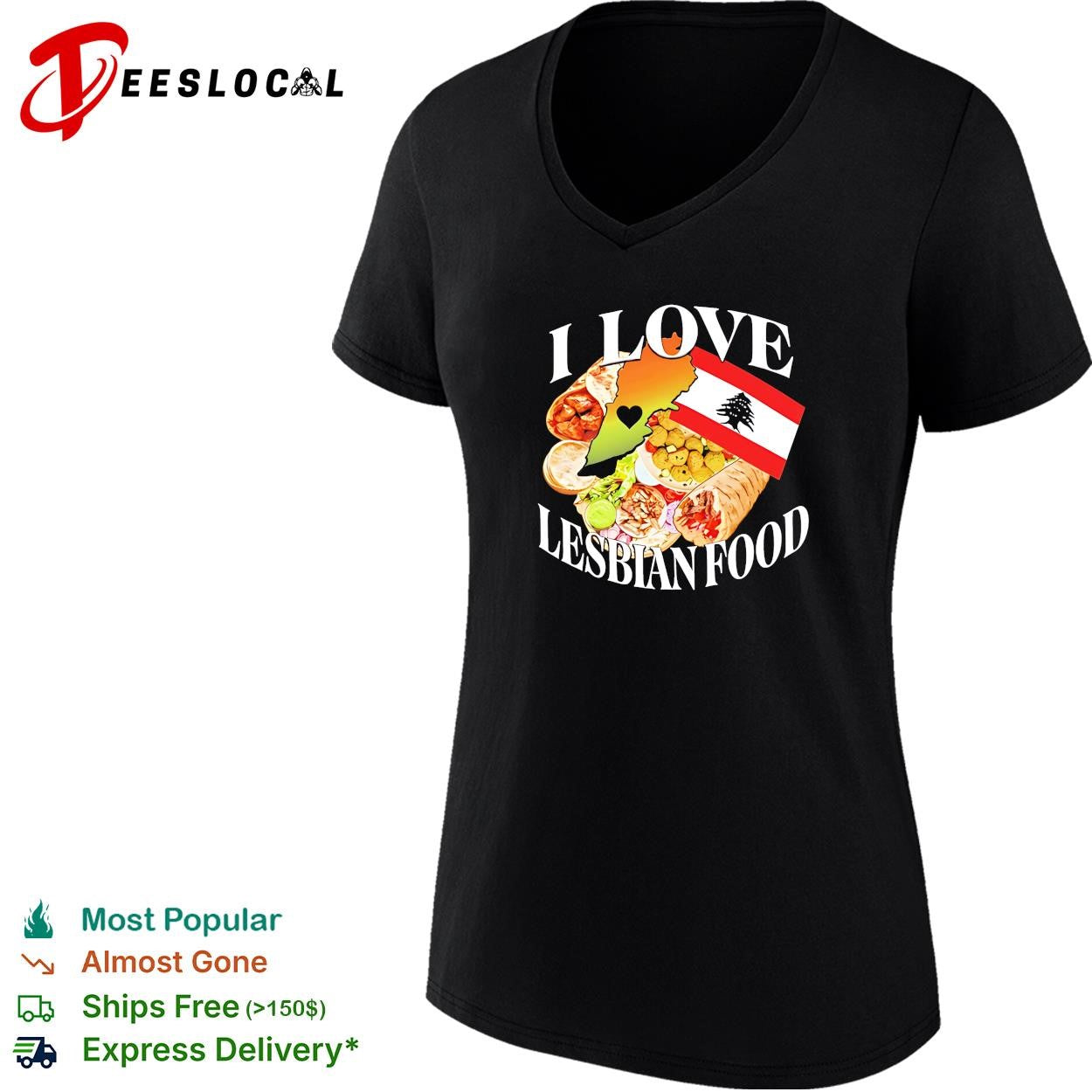 I Love Lesbian Food Lebanon map vintage shirt