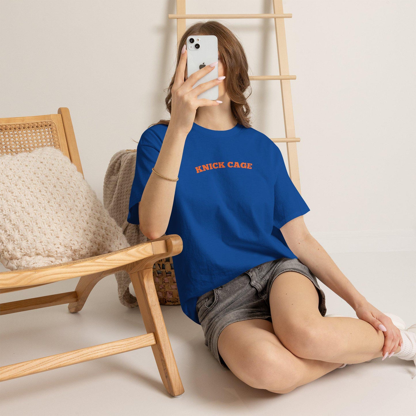 Knick Cage Tee Basketball Pun Ny Basketball Team Hoops Blue Orange Game Day Sports Fan (5)