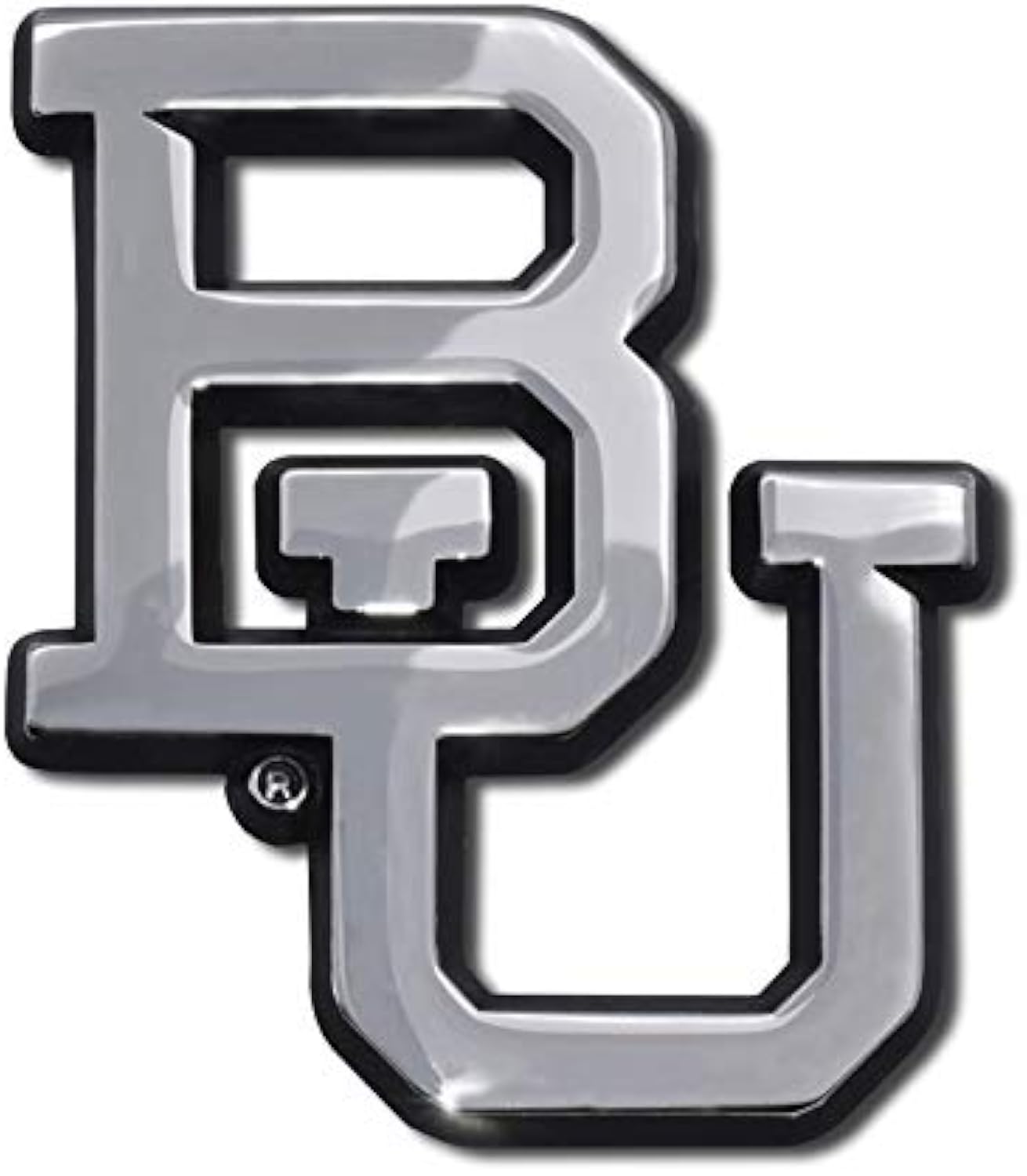 Baylor Bears BU Metal Auto Emblem (Chrome (Black Trim))
