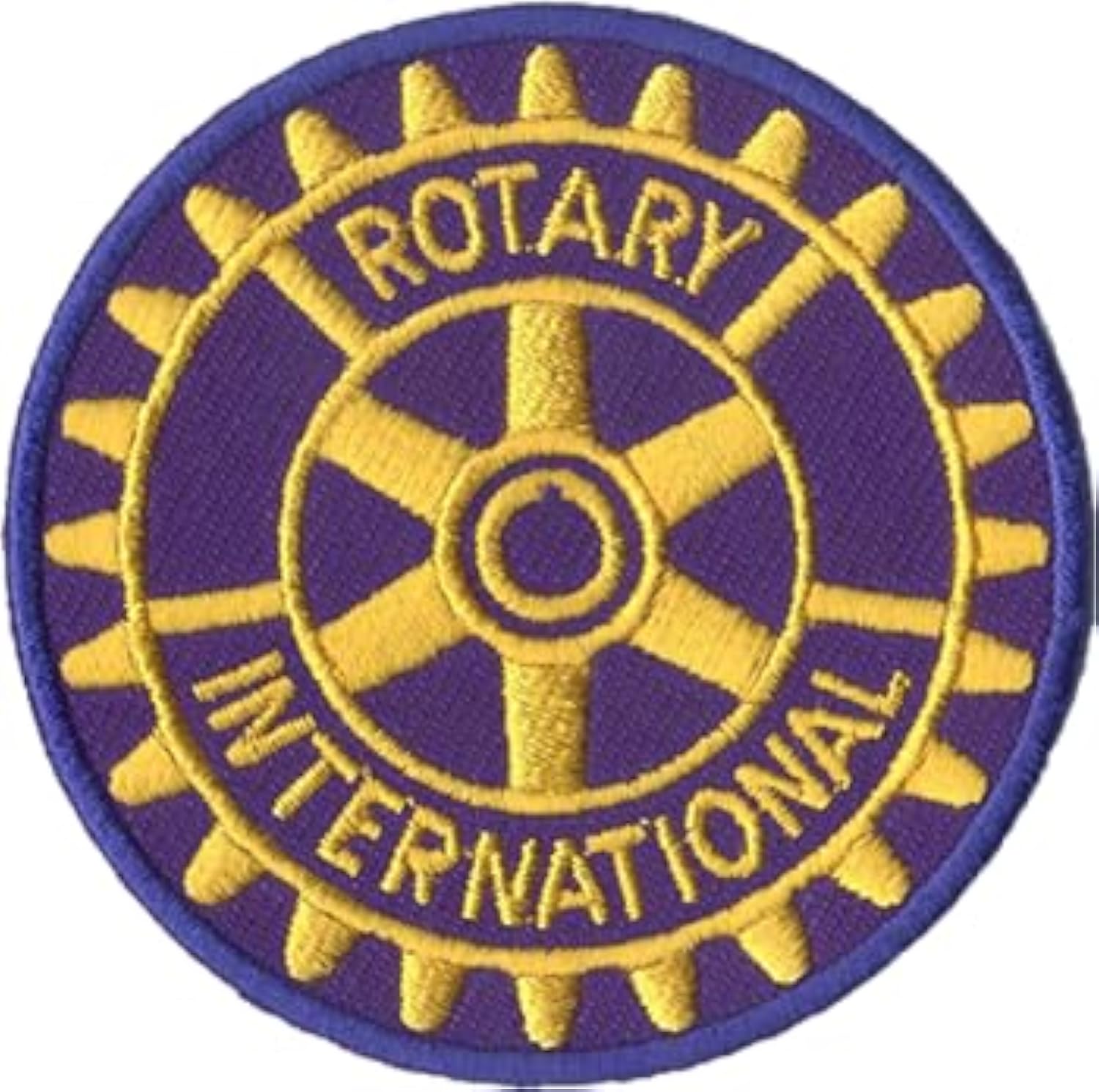 Rotary International Embroidered Patch - Premium Gold & Royal Blue 3-Inch Circular Badge - Iron-On or Sew-On Emblem for Jackets, Vests, Hats, and Bags - Official Logo Applique for Club Members