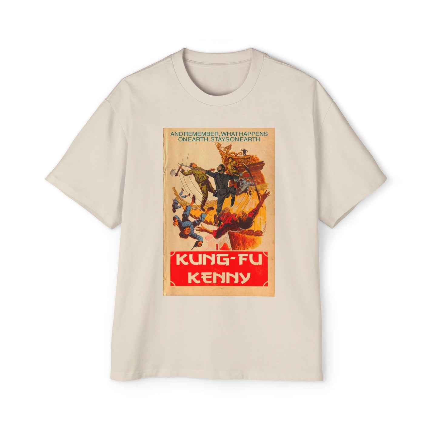 Kung-Fu Kenny - Men's Heavy Oversized Tee - clothing by TeeHivey.com (Image 5)