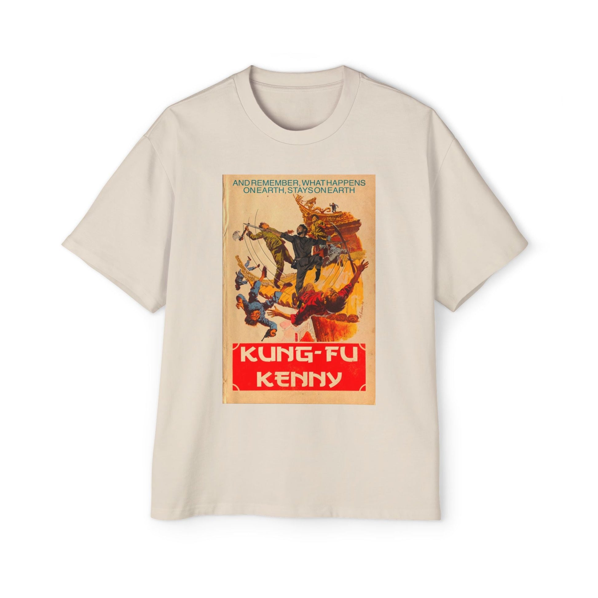 Kung-Fu Kenny - Men's Heavy Oversized Tee - clothing by TeeHivey.com (Image 5)